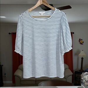 LC Lauren Conrad Women's Striped Puff Sleeve Top Size XXL